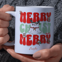 Caneca Red Retro Groovy Felry Christmas Kawaii Name