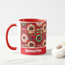 Red Retro Natal Rosquinhas Red Tartan Xadrez