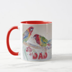 Caneca Red Rosella Parrot Watercolor Painting Mug