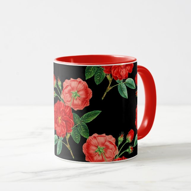Caneca Red Roses, Black Background, (Frente Esquerda)