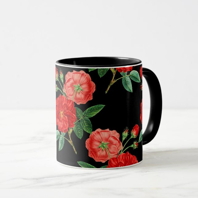 Caneca Red Roses, Black Background, (Frente Esquerda)