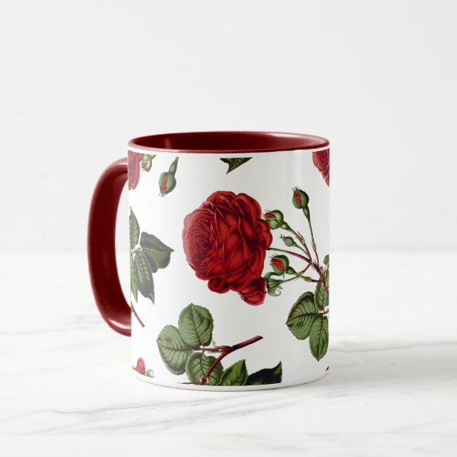 Caneca Red Roses Pattern (Frente Esquerda)
