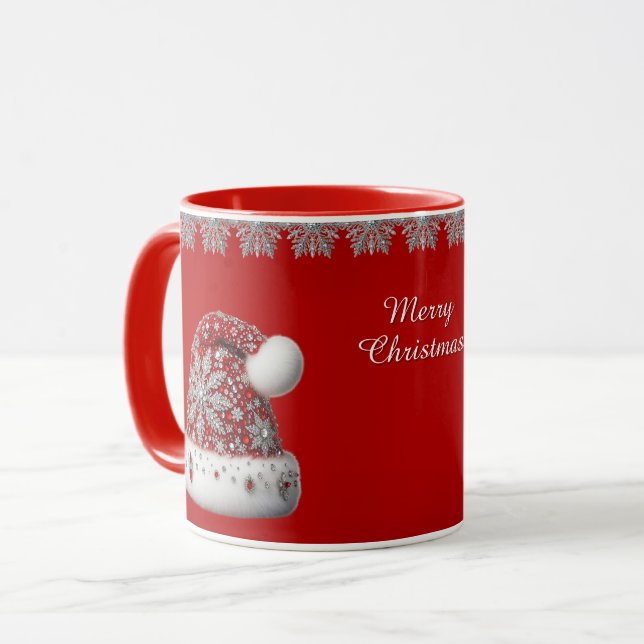 Caneca Red Santa Hat Festa de Natal Mug (Frente Esquerda)