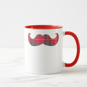 Caneca Red Tartan Mustache