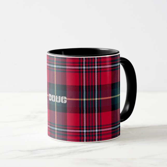 Caneca Red Tartan sem nome (ou outro texto) (Frente Esquerda)