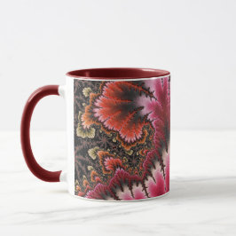 Caneca Red Velvet Fractal Art Nouveau Estilo Abstrato