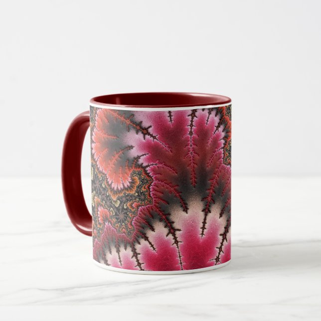 Caneca Red Velvet Fractal Art Nouveau Estilo Abstrato (Frente Esquerda)