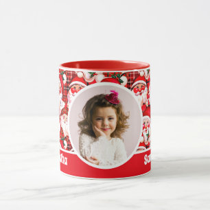 Caneca Red Vintage Santa Claus Tartan Xadrez Kids Foto