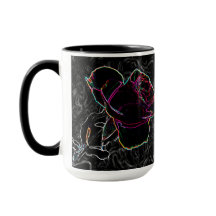 Red & Violet Neon Rosas Ocultas em Preto