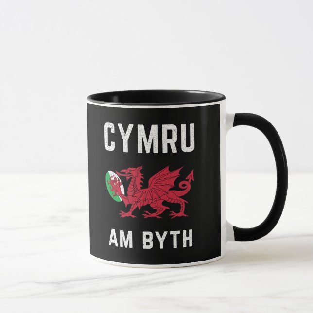 Caneca Red Welsh Dragon Cymru Roots Rugby Fan Wales Flag (Direita)