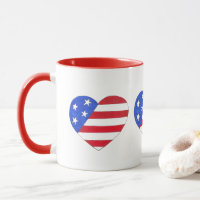 Red White Blue Patriotic American Flag Heart EUA