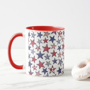 Caneca Red White e Blue Stars América Patriótica