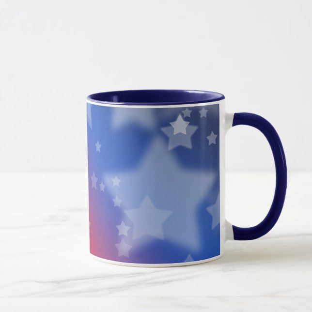 Caneca Red White e Blue Stars Patriótica Cerâmica Mug (Direita)