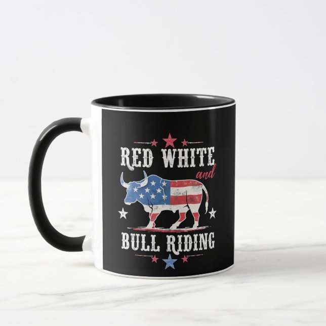 Caneca Red White e Bull Andando Cowboys Americanos (Esquerda)