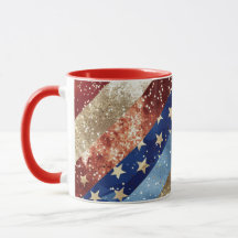 Red White e Dourada Americana Personalizada Mug