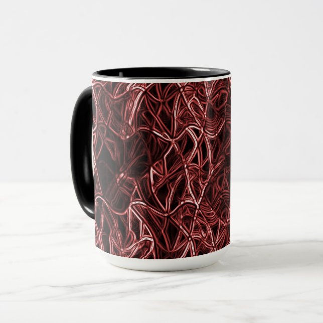 Caneca Rede vermelha entrelaçada de fio rústico e enredad (Frente Esquerda)