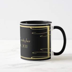 Caneca Redemoinho preto e Dourado elegante