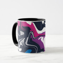 Caneca Redemoinhos Abstratos de Cores Frias e Ousadas