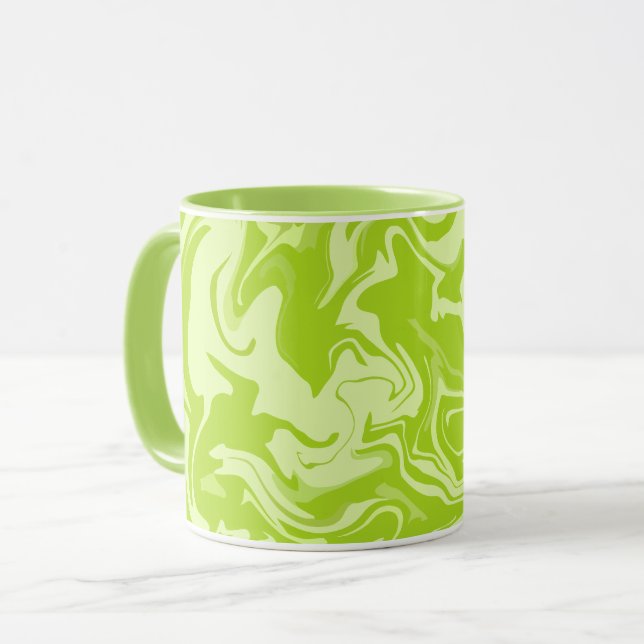 Caneca Redemoinhos Abstratos Verdes (Frente Esquerda)