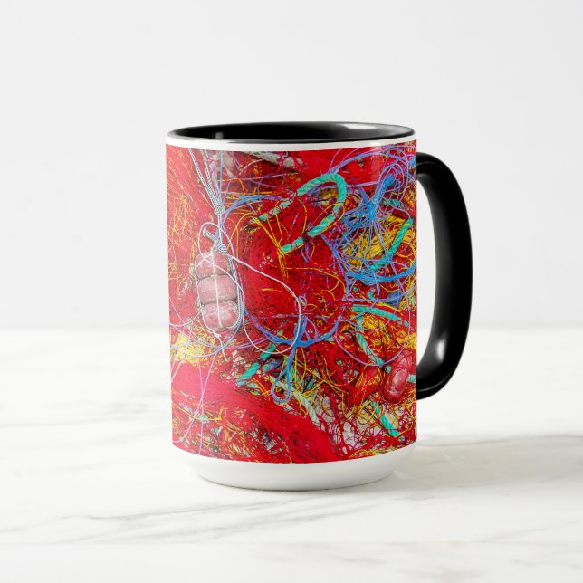 Caneca Redes de pesca coloridas (Frente Esquerda)