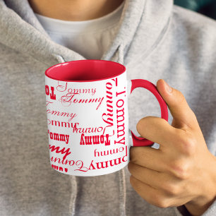 Caneca redmug, crie seu próprio padrão de nome vermelho