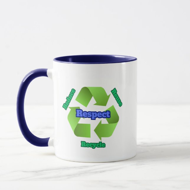 Caneca Reduzir, Reutilizar, Reciclar, Respeitar Mug (Esquerda)