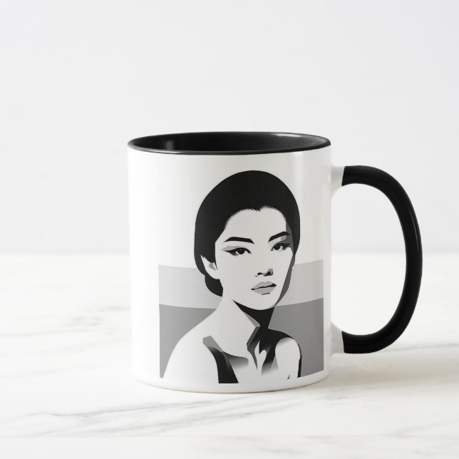 Caneca Regard intemporel, l'élégance en noir et blanc. (Direita)