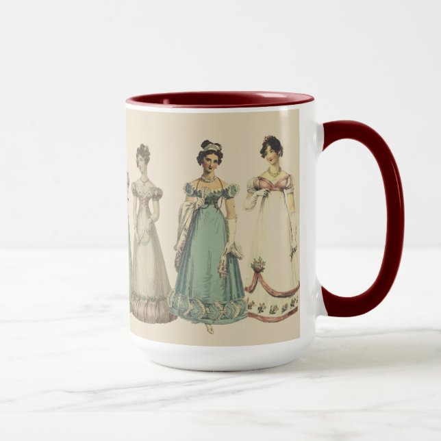 Caneca Regency Fashion Mug para Fãs de Jane Austen (Direita)