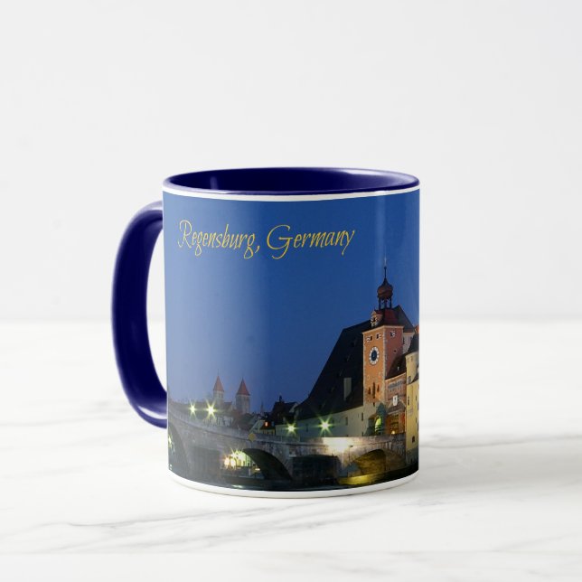 Caneca Regensburg, foto de paisagem cênica da Alemanha (Frente Esquerda)