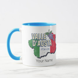 Caneca Região de Aosta Valley Itália Map Vintage Souvenir