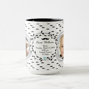 Caneca Registro de Nascimento de Bebê Menino com Foto Est