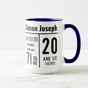 Caneca Registro de Nascimento de Bebê Menino Foto Simples