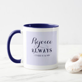 Caneca Regozijo-me com a Bíblia Verse Christian Blue