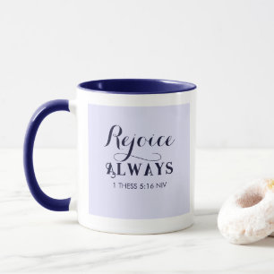 Caneca Regozijo-me com a Bíblia Verse Christian Blue