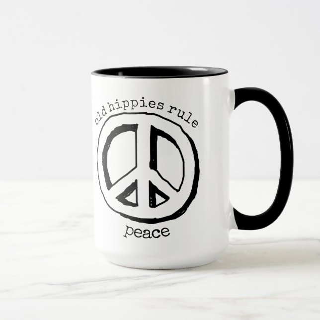 Caneca Regra dos Hippies Antigos, Sinal de Paz Coffee Mug (Direita)