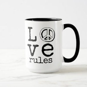 Caneca Regras de amor, Sinal de paz, Mug de café