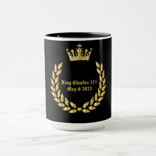 Caneca Rei Charles 111 Coronação. Preto/Dourado
