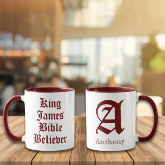 Caneca Rei James Bíblia Crente Cristão Personalizado