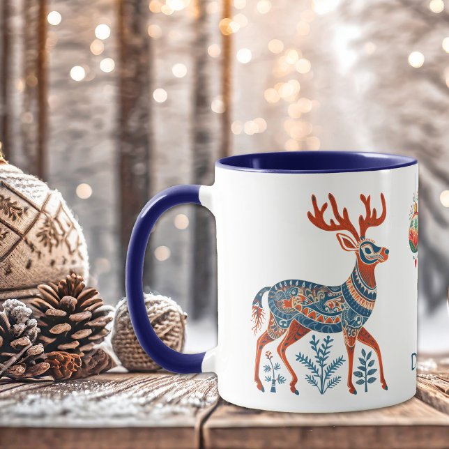 Caneca Reindeado escandinavo e Monograma de lâmpadas (Criador carregado)