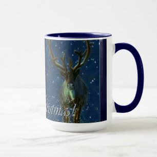 Caneca Reindeer de inverno, neve e Design de Natal feliz