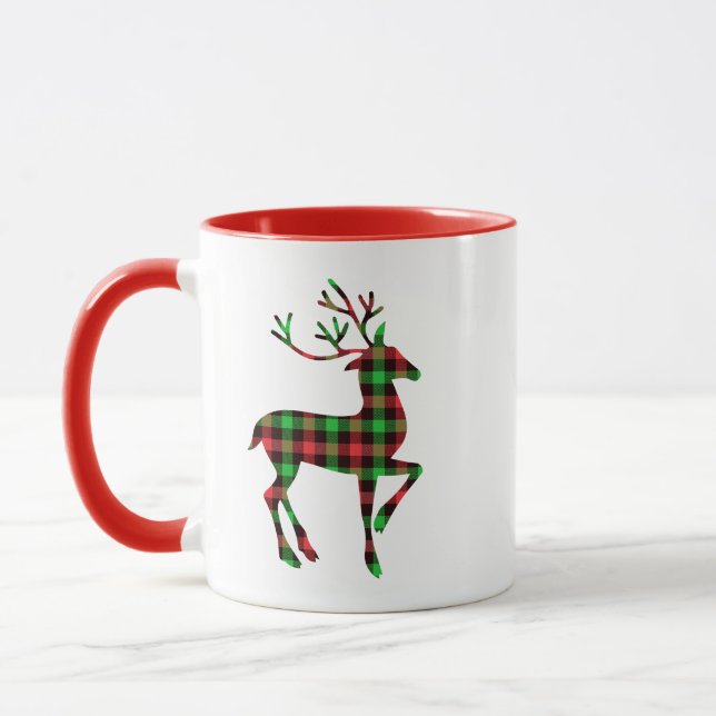 Caneca Reindeer Red e Green Buffalo Xadrez Natal (Esquerda)
