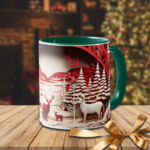 Reindeiros 3D em inverno Florestal