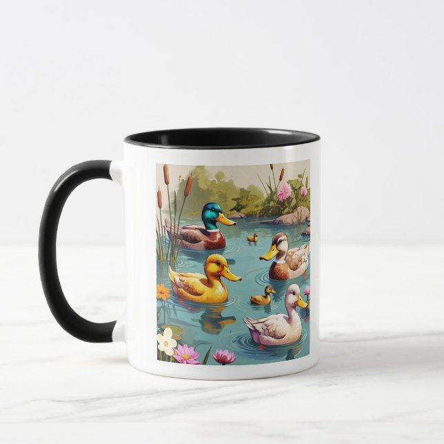 Caneca "Relaxando a Vista de Pond do Pato" (Esquerda)