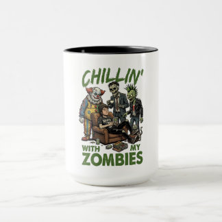 Caneca Relaxando Com Meus Zumbis Halloween Meninos Crianç