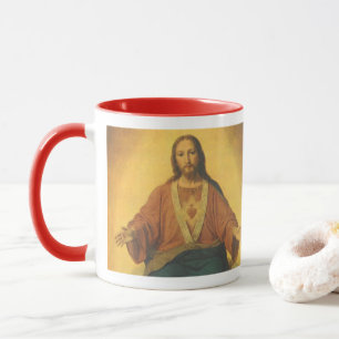 Caneca Religião Vintage, Cristo Sagrado de Coração de 