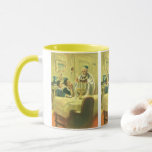 Caneca Religião Vintage, Judaísmo, Iluminando a Menorah<br><div class="desc">Ilustração vinda da judaica religiosa apresentando um Rabbi iluminando as velas em um Menorah durante Chanucá com duas crianças assistindo.</div>
