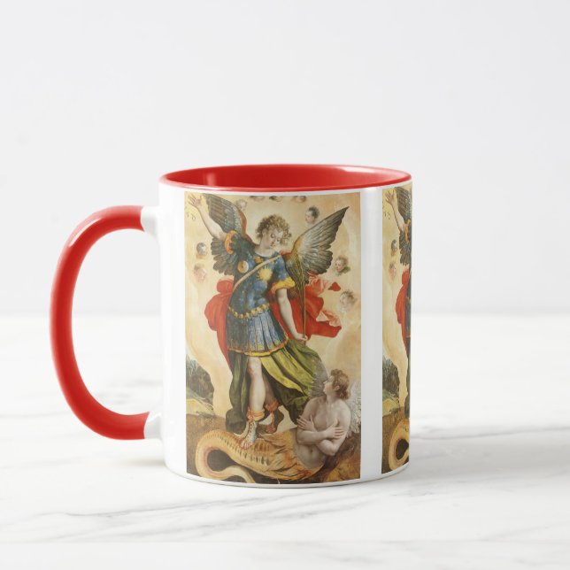 Caneca Religioso Vintage, Santo Michael Derrota Lúcifer (Esquerda)