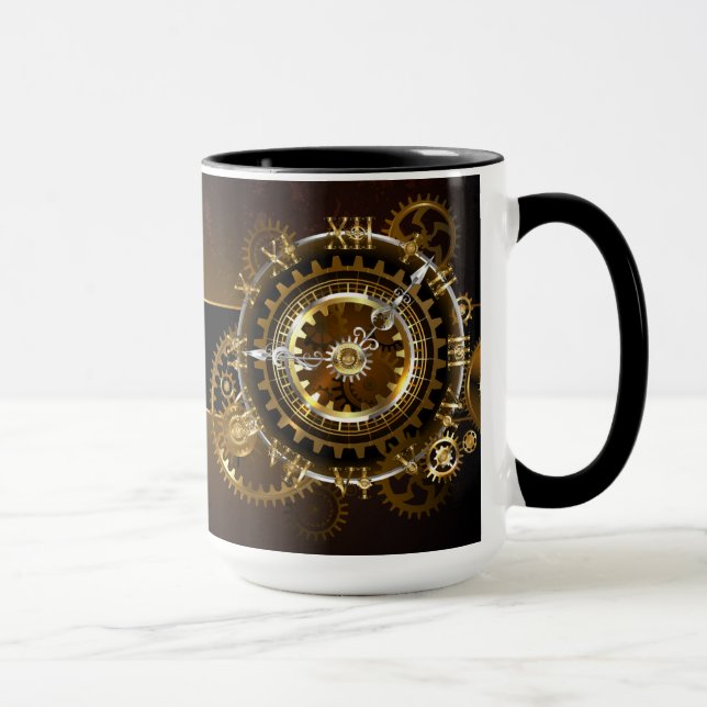 Caneca Relógio a vapor com engrenagens antigas (Direita)