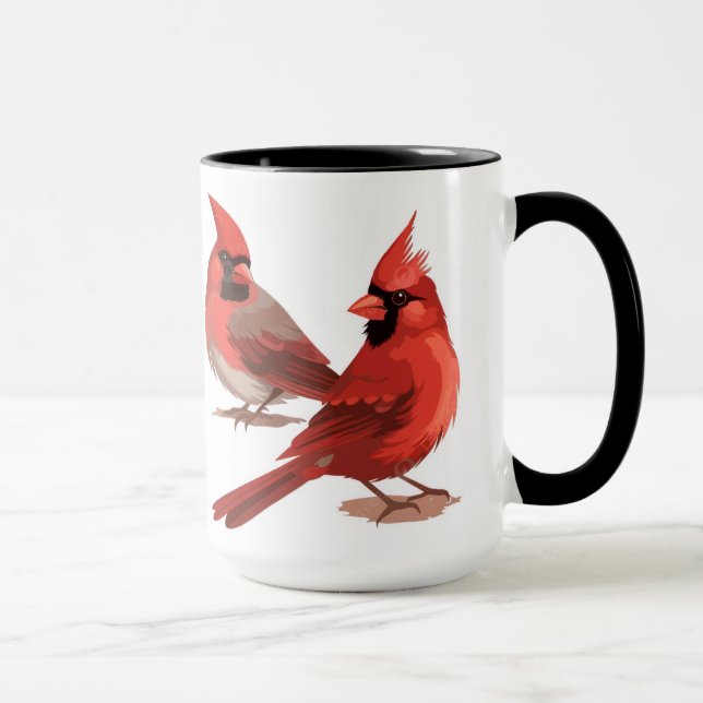 Caneca Relógio de Parede cardeais vermelhos (Direita)