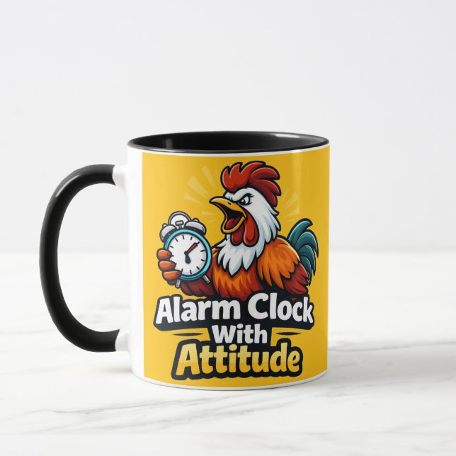 Caneca Relógio despertador com atitude, citação do roaste (Esquerda)